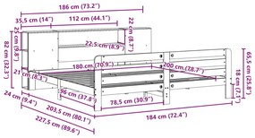 Σκελετός Κρεβατιού Χωρίς Στρώμα 180x200 εκ Μασίφ Ξύλο Πεύκου - Καφέ