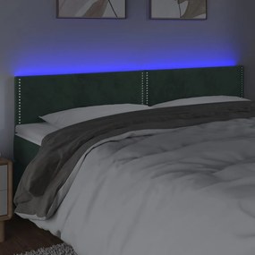 Κεφαλάρι Κρεβατιού LED Σκούρο Πράσινο 200x5x78/88 εκ. Βελούδινο - Πράσινο