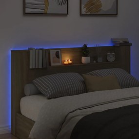 vidaXL Κεφαλάρι με Αποθηκ. Χώρο & LED Sonoma Δρυς 180x16,5x103,5 εκ.