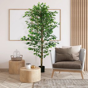 Τεχνητό δέντρο Ficus, Ρεαλιστικό, Εύκολη φροντίδα, Περιλαμβάνεται γλάστρα, Ύψος 180cm, Πράσινο