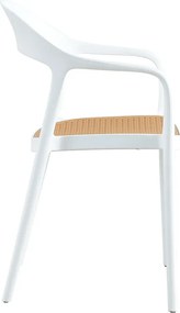 Πολυθρόνα Ember στοιβαζόμενη pakoworld με UV protection PP μπεζ- λευκό 52.5x56.5x81εκ.