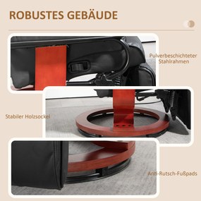 HOMCOM Πολυθρόνα Relax με Λειτουργία Ανάκλισης, Περιστρεφόμενη, έως 150 kg, Επένδυση από Τεχνητό Δέρμα, Ατσάλινο Πλαίσιο, Καφέ