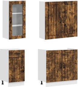 vidaXL Μονάδα κουζίνας LUCCA 8 pcs Καπνισμένο Ξύλο Δρυός
