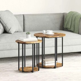 vidaXL Σετ βοηθητικά τραπεζάκια 2 pcs Καπνιστή βελανιδιά και Μαύρο