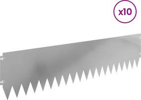 vidaXL Περίγραμμα γκαζόν 10 τμχ. 103 x 25 εκ Galvanised Steel Ασημί