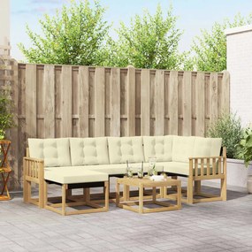 vidaXL Σειρά Καναπέ Εξωτερικού με μαξιλάρι 7 pcs Λευκό και Κρεμ