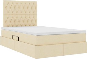 vidaXL LED Κρεβάτι αποθήκευσης με στρώμα Κρέμ 120 x 200 cm Ύφασμα