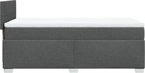 vidaXL Κρεβάτι Boxspring με Στρώμα Σκούρο Γκρι 90x200 εκ. Υφασμάτινο