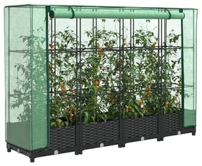 Υπερυψωμένο Κρεβάτι με Κάλυμμα Θερμοκηπίου σε Εμφάνιση Ρατάν 160x40x123 εκ.