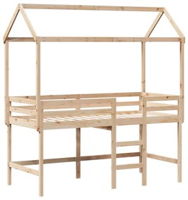 vidaXL Υπερυψ. Κρεβάτι 90x190 εκ. Μασίφ Πεύκο με Σκάλα / Οροφή