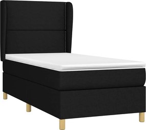 vidaXL Κρεβάτι Boxspring με Στρώμα Μαύρο 90x190 εκ.Υφασμάτινο