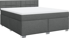 vidaXL Κρεβάτι Boxspring με Στρώμα Σκούρο Γκρι 180x200 εκ Υφασμάτιν