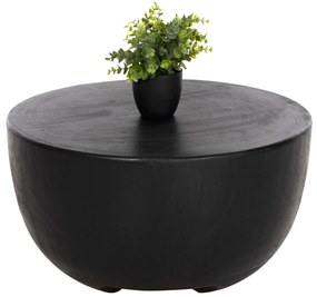 SIDE TABLE POMPU  SOLID SUAR WOOD IN BLACK COLOR Φ58x34Hcm.