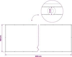 vidaXL Αδιάφανο σκίαστρο μπαλκονιού 150 x 600 cm