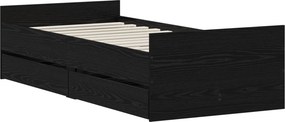 vidaXL Σκελετός Κρεβατιού Μαύρη Δρυς 90 x 200 cm Επεξεργασμένο Ξύλο
