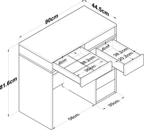 Τουαλέτα Μακιγιάζ Λευκό BROSU 90x44.5x81.6