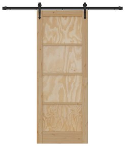 vidaXL Συρόμενη Πόρτα  με Σετ Εξαρτημάτων 78x202 εκ Συμπαγές Ξύλο Πεύκου