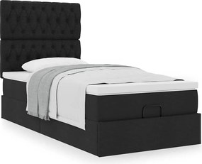 vidaXL Οθωμανικό κρεβάτι με στρώμα Μαύρο 90x200cm Ύφασμα