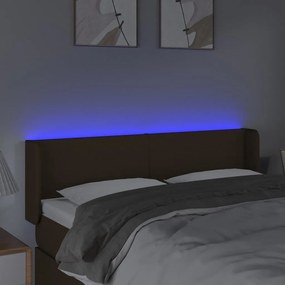vidaXL Κεφαλάρι Κρεβατιού LED Σκούρο Καφέ 147x16x78/88 εκ. Υφασμάτινο