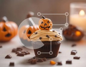 Intra Συλλεκτικό Ξύλινο Παζλ Plywood  4mm - Cupcake κολοκύθας με παγωμένο σοκολάτα και κηροπήγια Σε Ξύλινο Κουτί - Διαστάσεις: 10x10 cm – 25 κομμάτια