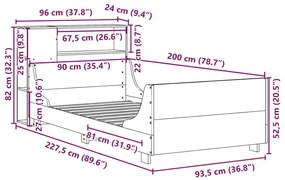 Σκελετός Κρεβ. Χωρίς Στρώμα Καφέ Κεριού 90x200 εκ Μασίφ Πεύκο - Καφέ