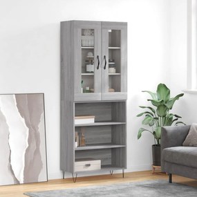 vidaXL Ντουλάπι Γκρι Sonoma 69,5 x 34 x 180 εκ. Επεξεργασμένο Ξύλο