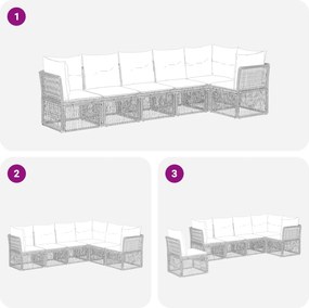 vidaXL Σετ Καναπέ Κήπου 6 pcs Μπεζ συνθετικό ρατάν