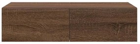 vidaXL Ράφι τοίχου με συρτάρια καφέ δρυς 60x26,5x15 cm Ξύλο μηχανής