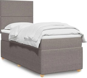 vidaXL Κρεβάτι Boxspring με Στρώμα Taupe 90x190 εκ.Υφασμάτινο