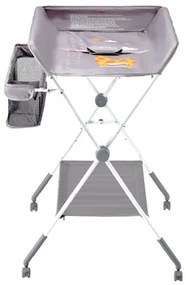 VEVOR Foldable Baby Changing Diaper Station with Side Basket &amp; Wheels Light Gray