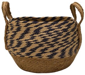 Καλάθι Με Φάσα 00.06.61091 Φ33x24cm Ψάθινο Natural-Black Ψάθα