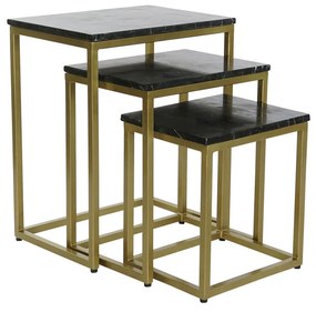 Σετ με 3 τραπέζια DKD Home Decor Μαύρο Χρυσό 50 x 35 x 60 cm