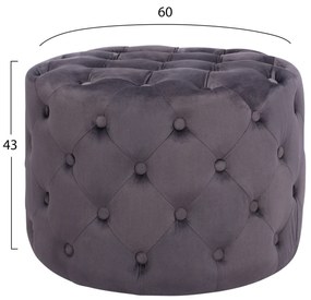 Σκαμπό Kassie Γκρί Βελούδο Τύπου Chesterfield Φ60x43Yεκ.