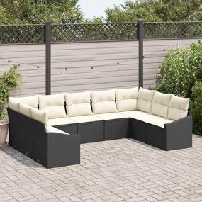 vidaXL Σετ Καναπέ με μαξιλάρι 9 pcs Μαύρο συνθετικό ρατάν