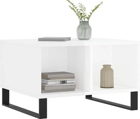 vidaXL Τραπεζάκι Σαλονιού Γυαλ. Λευκό 60x50x36,5 εκ. Επεξεργ. Ξύλο