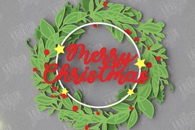 Σετ των 2 Intra απο ξύλο plywood 3mm-4mm πάχος - Χριστουγεννιάτικο στεφάνι | Διακόσμηση βεράντας | Αργία Δίασταση 15x15 cm INTRAFABR-109025656