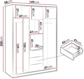 Ντουλάπα Kos 3D Τρίφυλλη