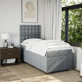 Κρεβάτι Boxspring με Στρώμα Ανοιχτό Γκρι 80x200 εκ. Υφασμάτινο - Γκρι