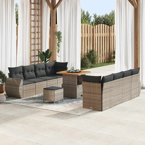 vidaXL Σετ Καναπέ Κήπου με αποθήκευση 11 pcs Γκρι Πολυ ράταν