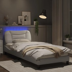 vidaXL Πλαίσιο Κρεβατιού με LED Λευκό 80x200 εκ. Συνθετικό Δέρμα