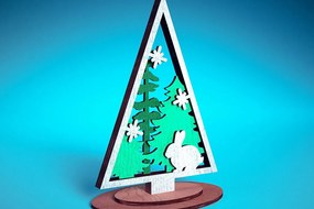 Σετ των 2 Intra απο ξύλο plywood 3mm-4mm πάχος - Χριστουγεννιάτικο Δέντρο Κοπή Laser | Χριστούγεννα Δίασταση 15x15 cm INTRAFABR-72023339