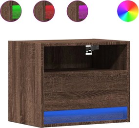 vidaXL Κομοδίνα Επιτοίχια με Φώτα LED 2 τεμ. Καφέ Δρυς