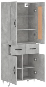 vidaXL Ντουλάπι Γκρι Σκυροδέματος 69,5x34x180 εκ. Επεξεργασμένο Ξύλο