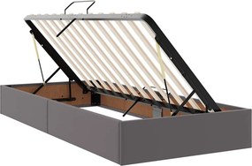 vidaXL Κρεβάτι Αποθήκης με κεφαλάρι Γκρι 90 x 200 cm Τεχνητό Δέρμα