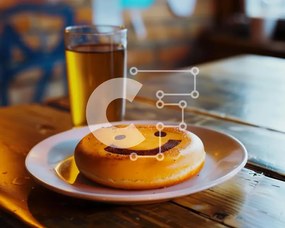 Intra Συλλεκτικό Ξύλινο Παζλ Plywood  4mm - Happy Smiley Face Donut και ένα ποτήρι μπύρα στο τραπέζι Σε Ξύλινο Κουτί - Διαστάσεις: 10x10 cm – 25 κομμάτια