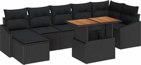 vidaXL Σετ Καναπέ Κήπου με αποθήκευση 8 pcs Μαύρο Πολυ ράταν
