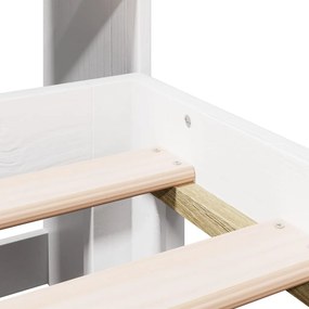 Κρεβάτι Βιβλιοθήκη Χωρίς Στρώμα 120x200 εκ Μασίφ Ξύλο Πεύκο - Λευκό
