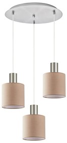 SE21-NM-4-3NM-SH3 ADEPT TUBE Nickel Matt Pendant Brown Fabric Shade+