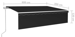 Τέντα Συρόμενη Αυτόματη με Σκίαστρο Ανθρακί 6 x 3 μ. - Ανθρακί