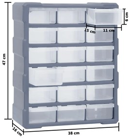 Συρταριέρα Οργάνωσης με 18 Μεσαία Συρτάρια 38 x 16 x 47 εκ. - Γκρι